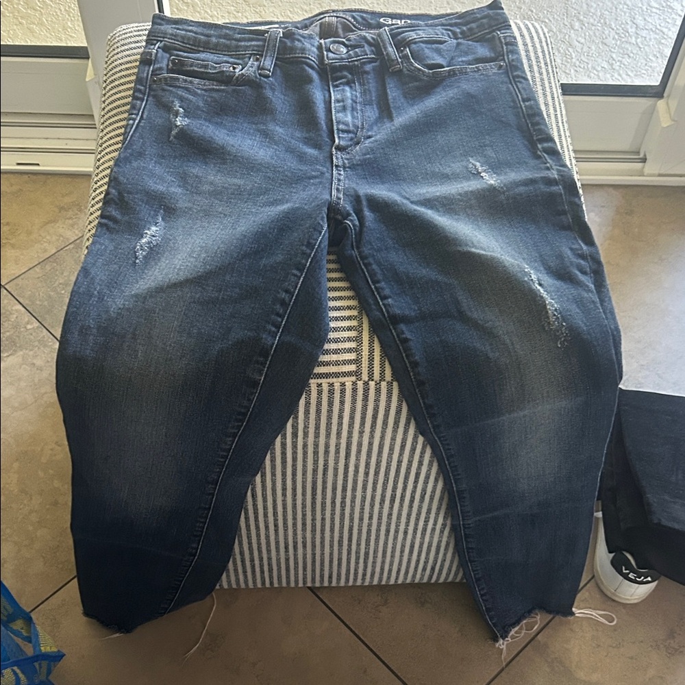 GAP Dark Blue Distressed Cropped Jeans